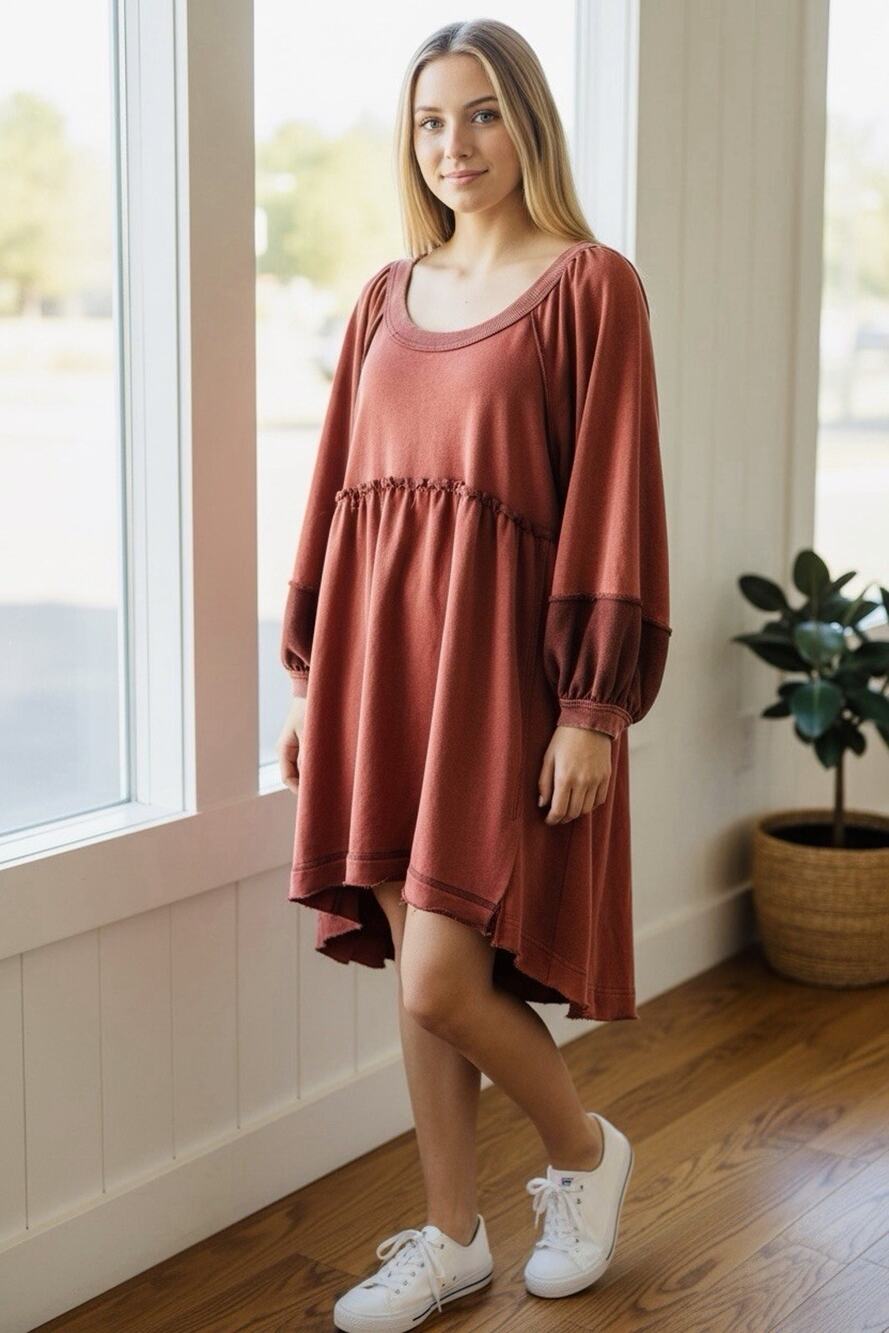 Oli & Hali Mineral Women’s Size L Wash Clay Babydoll Dress Tunic Oversized